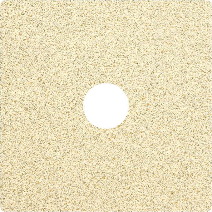 Enkosi Loofah Shower Mat with Drain Hole – Cushioned Anti-Slip Square Bath Mat for Showers, and Bathroom Floors – Textured PVC, Non Slip Safety Pad for Walk-In Stalls and Wet Areas (27x27 Light Beige)