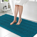 OLANLY Thick Bathroom Runner Rugs 59x24, Absorbent Chenille Striped Bath Rugs, Rubber Backing, Machine Wash, Extra Long Bath Mats for Bathroom, Tub and Shower, Home Decor Accessories, Peacock Blue