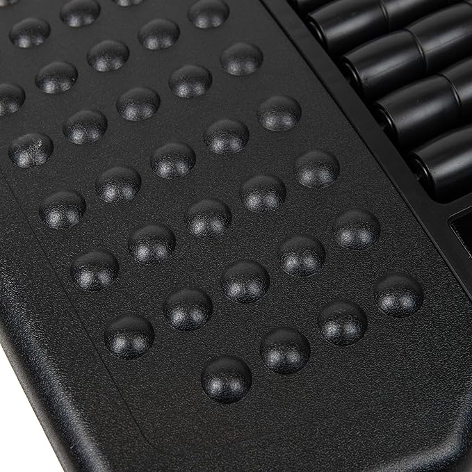 Mind Reader Adjustable Height Ergonomic Foot Rest with Massage Rollers, Black