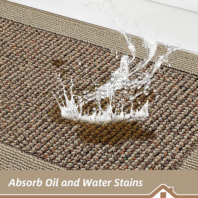 BEQHAUSE Kitchen Rugs and Mats Set of 2 Non-Slip Kitchen Mats for Floor, Absorbent and Stain Resistant Kitchen Runner, Machine Washable Rugs for Kitchen, Laundry & Sink, 24"x36"+24"x60", Taupe