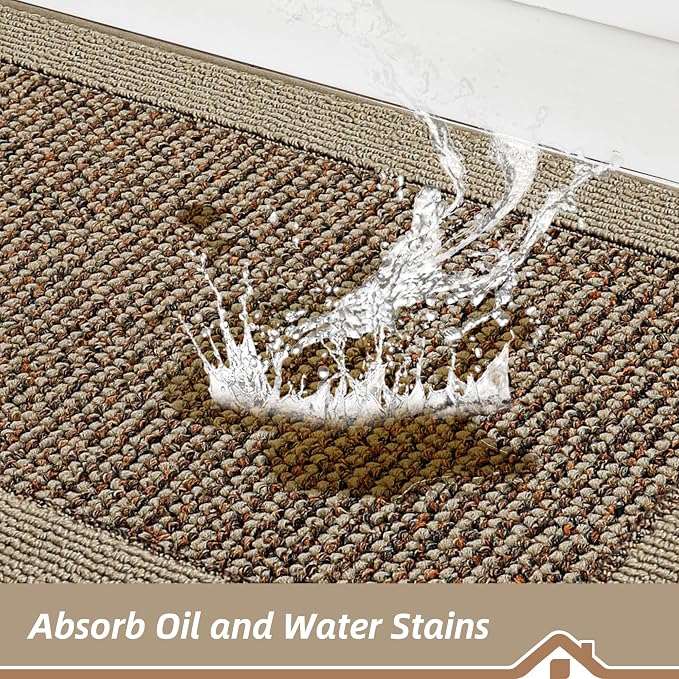 BEQHAUSE Kitchen Rugs and Mats Set of 2 Non-Slip Kitchen Mats for Floor, Absorbent and Stain Resistant Kitchen Runner, Machine Washable Rugs for Kitchen, Laundry & Sink, 20"x32"+20"x48", Taupe