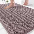 Yimobra Bathroom Rugs Non Slip Washable - Ultra Soft Absorbent Chenille Bath Mat, Quick Dry Shaggy Floor Carpet for Tub Shower, Mauve Home Decor Accessories, 24x17 Inch