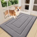 Smiry Dog Door Mat for Muddy Paws, Absorbs Moisture and Dirt, Low-Profile Entryway Mat with Non-Slip Backing, Entry Indoor Outdoor Doormat for Inside Floor (36x24 Inches, Grey, Bordered)