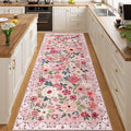 DUKINO 3x8 Runner Rug, Washable Rug for Kitchen with Non Slip Backing, Soft Non Shedding & Low Pile Design Long Floor Carpet Runner for Hallway, Bathroom, Entryway, Laundry, Pink