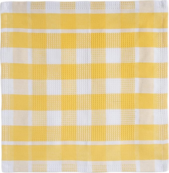 Lane Linen 100% Cotton Kitchen Towels - 6 Pack Dish Cloths Quick Drying, Soft Absorbent - Yellow, 12"x12"