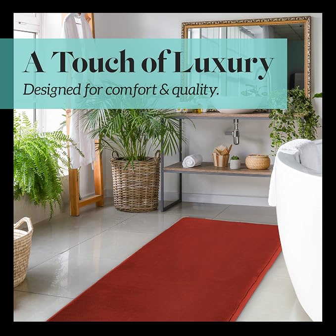 Memory Foam Bath Mat Non Slip Absorbent Super Cozy Velvet Bathroom Rug Carpet (22 inches X 36 inches, Autumn Glaze)