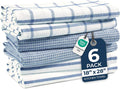 LANE LINEN Cotton Kitchen Towels Set, 6-Pack – Absorbent, Quick-Drying Dish Towels, 18" x 28", Soft, Premium Hand and Tea Towels - Indigo