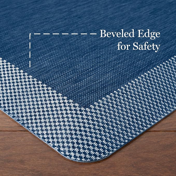 MARTHA STEWART Mira Modern Heathered Solid Anti-Fatigue Air-Infused Kitchen Mat, Navy Blue, 19.6"x32"