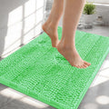 OLANLY Thick Small Bathroom Rugs 24x16, Extra Soft Absorbent Chenille Striped Bath Rugs, Rubber Backing, Machine Wash, Bath Mats for Bathroom Floor, Tub and Shower, Home Decor Accessories, Mint Green