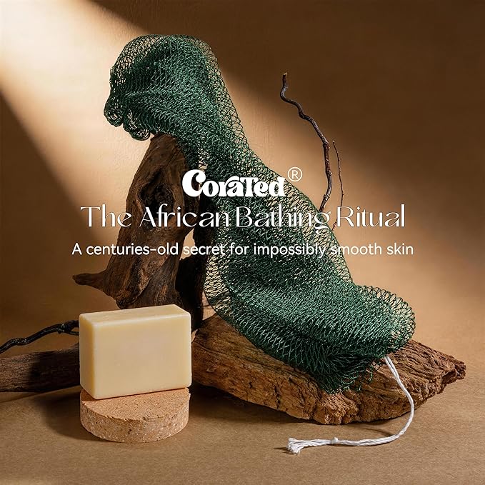 CORATED African Net Sponge Authentic, Shower Loofah Exfoliating Bath Sponge, Body Scrubber for Women and Men Daily Use Body Care, Travel Portable, Durable Bath Accessories Spa Gifts