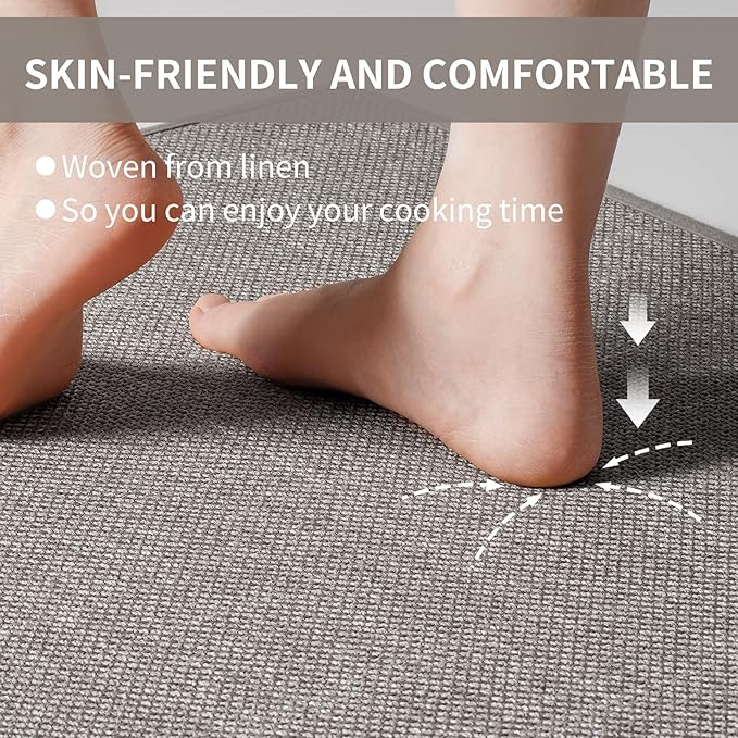YDKGL Kitchen Rugs and Mats Non Skid Washable Set of 2 PCS, Absorbent Runner Rugs for Kitchen, Front of Sink, Kitchen Mats for Floor, Grey 17x30+17x59