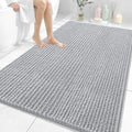 OLANLY Bathroom Rug Mat 59x35, Thick Soft and Absorbent Chenille Bath Mat, Non-Slip Rubber Backing, Machine Washable Quick Dry Bath Rugs for Tub Shower Floor, Home Decor Accessories, Light Grey