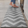 YDKGL Kitchen Runner Rugs Non Slip Washable, Super Absorbent Long Kitchen Mats for Floor, Linen-Look Woven Long Sink Mat Standing Floor Mat, Easy Clean, Gray 17"x59"