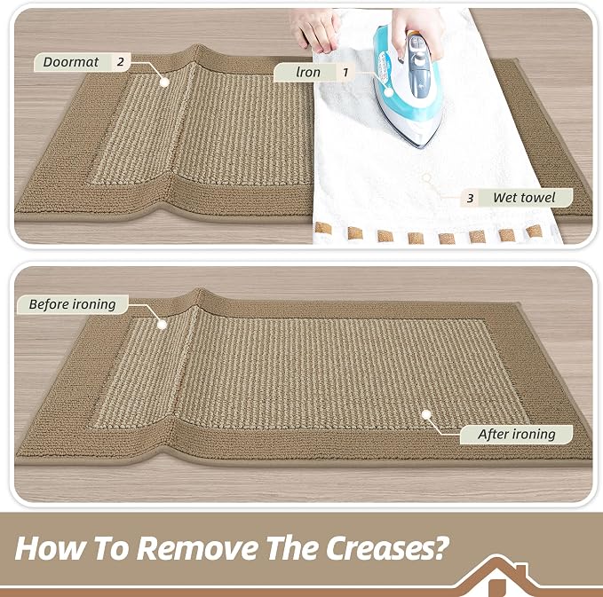 BEQHAUSE Indoor Door Mat 20" x 48", Dirt Trapper Door Mats Non-Slip Entryway Rugs Washable, Resist Dirt Absorbent Welcome Mat, Low Profile Floor Mats for Front Back Door and Entryway, Beige