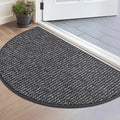 BEQHAUSE Dirt Trapper Door Mat 17" x 30" Half Circle Non-Slip Washable Doormats Entrance Rugs Absorbent Welcome Low Profile Floor Mats for Front Back Door and Entryway, Charcoal