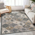 Lahome Moroccan Trellis Washable Area Rugs, 3x5 Rug for Bedroom Entryway Indoor Non-Slip, Small Oriental Accent Carpet for Living Room Kitchen Bathroom Office Elise, Grey