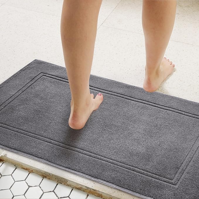 Tens Towels Pack of 2 Bath Mats 100% Cotton, 20 x 32 Inches, Super Absorbent, Hotel Quality Premium Floor Towels, Luxurious, Soft & Quick Dry, Not a Bathroom Rug, Dark Grey