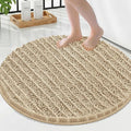 Smiry Bathroom Rugs Mat Round 24x24, Soft Absorbent Chenille Bath Rugs, Non Slip Rubber Backing Machine Washable Quick Dry Bath Mats for Bathroom Floor, Tub, Shower, Home Accessories, Beige