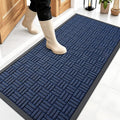 OLANLY Front Door Mat Outside Entrance 47x23, Absorbent, Heavy Duty Sturdy Natural Rubber Doormat Indoor Outdoor, Non-Slip, Stain and Fade Resistant, Low Profile Floor Mat for Entryway, Navy Blue