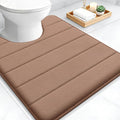 OLANLY Memory Foam Toilet Rugs U Shaped 24x20, Super Soft Absorbent Contour Bath Rugs, Quick Dry, Machine Washable Toilet Mat, Bathmat Floor Carpet, Bathroom Home Decor Accessories, Mocha