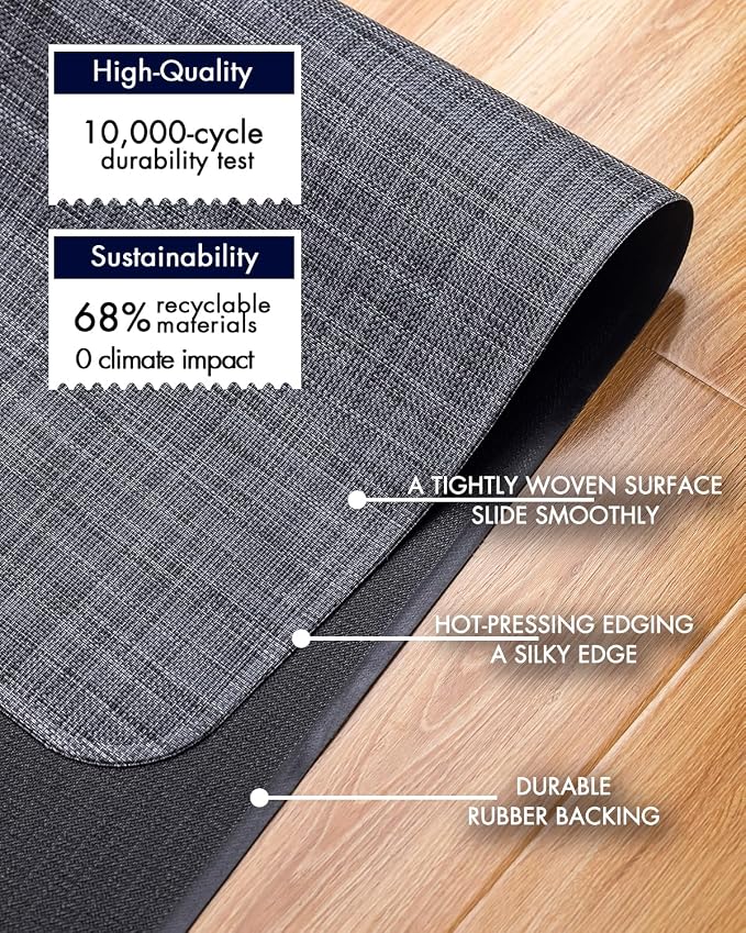 BARoyal Office Chair Mat for Hardwood Floor Under Desk Computer Rolling Chair Mat for Wood/Tile Floor Non-Slip Heavy Duty Desk Rug PVC Plastic Hard Floor Protector 46"x 60" (Cool Grey)