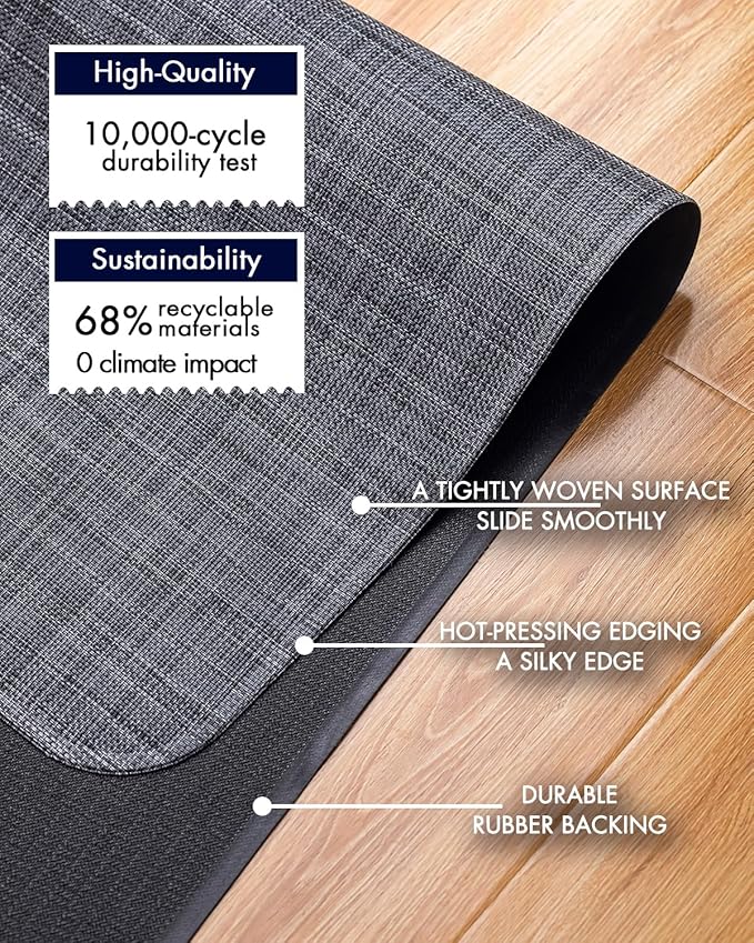 Baroyal Office Chair Mat for Hardwood Floor Under Desk Computer Rolling Chair Mat for Wood/Tile Floor Non-Slip Heavy Duty Desk Rug PVC Plastic Hard Floor Protector 48" x 60" (Cool Grey)