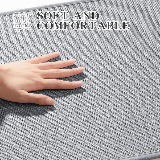 chakme Bathroom Rugs Mat 36x25, Ultra Thin Non Slip Bath Mat Large Quick Dry Absorbent Bath Mat for Bathroom Floor, (Light Grey, 36"x25")