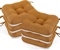 BETU Chair Cushions for Dining Chairs Set of 6,3.5" Thick Kitchen Table Chair Pads with Ties,Non Slip Backing and Covers, Seat Cushion for Dining Room,Bar,Patio Chairs,15.5"X15.5"X3.5",Caramel