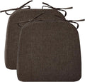 Ruqmuis Chair Cushions for Dining Chairs, 2" Thick Seat Cushions for Kitchen Chairs, D-Shaped Chair Pads with Washable Cover, Ties and Non Slip Backing, 17'' x 16'', Set of 2, Brown