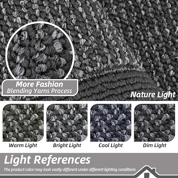 BEQHAUSE Kitchen Rugs and Mats Set of 2 Non-Slip Kitchen Mats for Floor, Absorbent and Stain Resistant Kitchen Runner, Machine Washable Rugs for Kitchen, Laundry & Sink, 24"x36"+24"x60", Charcoal