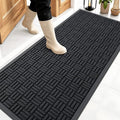 OLANLY Front Door Mat Outside Entrance 59x23, Absorbent, Heavy Duty Sturdy Natural Rubber Doormat Indoor Outdoor, Stain and Fade Resistant, Non-Slip Backing Low Profile Floor Mat for Entryway, Black