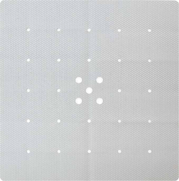 Webos Shower Mat for Textured Surface：Silicone Non Slip Shower Mat Without Suction Cups Foldable - Square Bath Mat for Reglazed Tub Textured Shower Floor (Grey, 21x21 Inches)