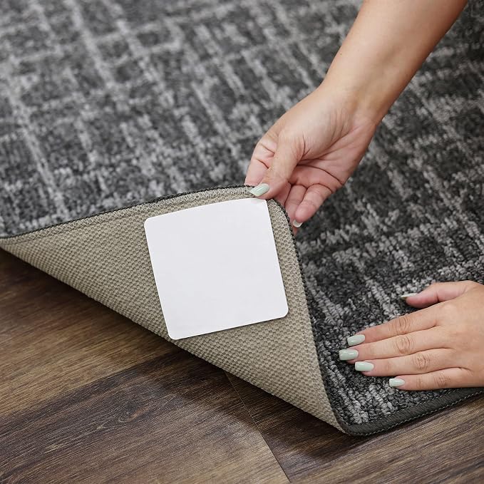 Mohawk Home Non Slip Corner Gripper Area Rug Tabs 4 Pack Anti Curling Double Sided Adhesive 4-inch x 4-inch Square