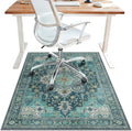 48"x72" Office Chair Mat for Hardwood Tile Floor, Under Desk Carpet Protector for Rolling Computer Chair Mat, Machine Washable Area Rug, Anti-Slip 1/5" Thick Low Pile Thin Vinyl Floor Mat, Turquoise