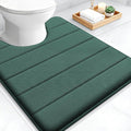 OLANLY Memory Foam Toilet Rugs U Shaped 24x20, Super Soft Absorbent Contour Bath Rugs, Quick Dry Machine Washable Toilet Mat, Bathmat Carpet, Bathroom Home Decor Accessories, Blackish Green