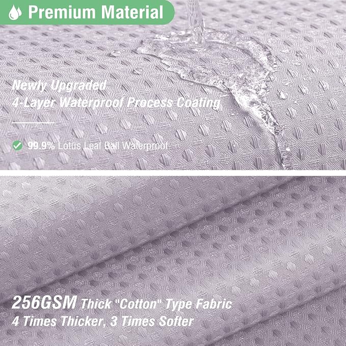Dynamene Stall Fabric Shower Curtain - 54x78 inch Long Waffle Weave Weighted Thick Cloth Shower Curtains for Bathroom, Heavy Duty Hotel Spa Luxury Bath Curtain Set with 10 Plastic Hooks, Lavender