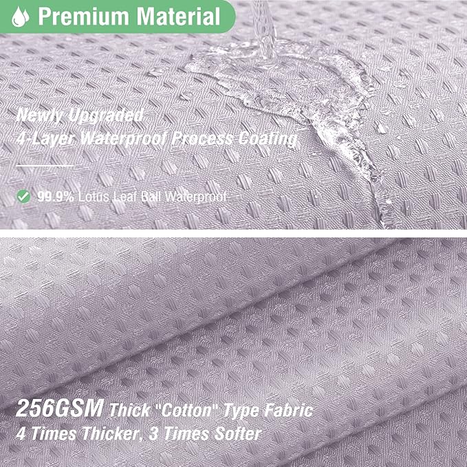 Dynamene Extra Long Shower Curtain - 84 Inch Long Waffle Weave Heavy Duty Fabric Bathroom Shower Curtain, Neutral Weighted Hotel Thick Bath Curtain Set with 12 Plastic Hooks,72x84, Lavender