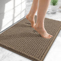 OLANLY Thick Small Bathroom Rugs 24x16, Extra Soft Absorbent Chenille Bath Rugs, Rubber Backing, Machine Wash Dry, Bath Mats for Bathroom Floor, Tub and Shower, Home Decor Accessories, Tan