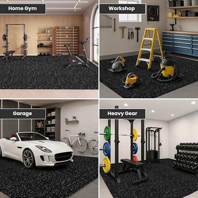 bemaxx Gym Mats Set - 18 pcs EVA Interlocking Foam Floor Tiles (12.6"x12.6"x0.4") 18sqft Protective Gym Flooring Sports Home Workout Exercise Mats Puzzle Garage Fitness Play-Room Pool Treadmill Bike