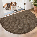 BEQHAUSE Dirt Trapper Door Mat 26" x 40" Half Circle Non-Slip Washable Doormats Entrance Rugs Absorbent Welcome Low Profile Floor Mats for Front Back Door and Entryway, Brown