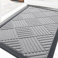 OLANLY Front Door Mat Outside Entrance 29.5x17, Absorbent, Heavy Duty Sturdy Natural Rubber Doormat Indoor Outdoor, Stain Fade Resistant, Non-Slip Low Profile Floor Mat Entryway, Light Gray Diamond