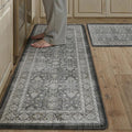 PureCozy Kitchen Mats 2PCS Anti Fatigue Cushioned Mat Black Vintage Kitchen Mats for Floor Waterproof Non Slip Comfort Standing Distressed Rug for Sink Laundry Office 17.3"x47"+17.3"x30"