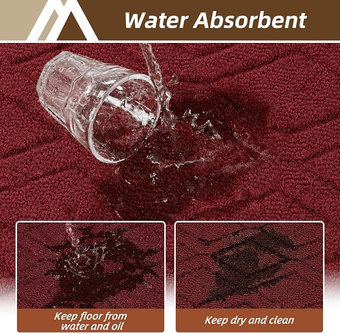 COSY HOMEER Kitchen Rugs 24"x35" Non-Slip Washable Kitchen Mats for Floor Polypropylene Absorbent Kitchen Floor Mat for Kitchen Sink Entryway,Red