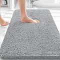 OLANLY Bathroom Rugs 30x18, Extra Soft Absorbent Chenille Bath Rugs, Rubber Backing Quick Dry, Machine Washable Bath Mats for Bathroom Floor, Tub and Shower, Home Decor Accessories, Light Grey