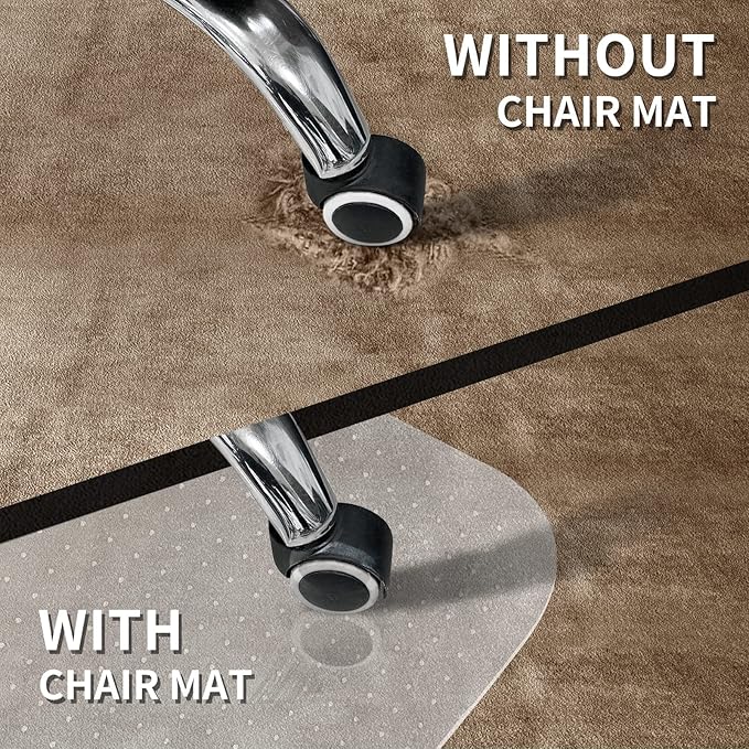 Chair Mat for Carpeted Floor with Lip,47''×36'' PVC Carpet Protector for Low Pile Carpets Heavy Duty Effective Grip Anti-Slip,Won't Crack,Easy to Clean for Office and Home