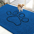 OLANLY Dog Door Mat for Muddy Paws 48x30, Paw Print Design, Absorbs Moisture and Dirt, Non-Slip Washable Doormat, Quick Dry Chenille Mud Mat for Dogs, Entry Indoor Entryway Carpet, Deep Navy Blue