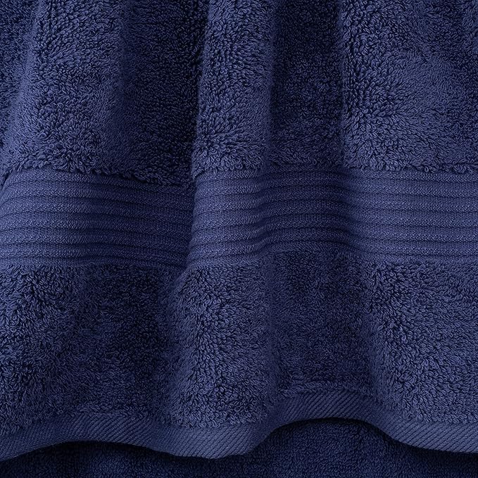 Cotton Paradise 100% Cotton Turkish Towel Set, Soft Absorbent Quick Dry, 4 Piece Washcloth Set, Navy Blue