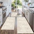 Kitchen Rug Sets 3 Piece Washable – Non Slip Modern Boho Small Kitchen Rugs and Runner Set for Sink Entryway Bathroom Hallway – Soft Low Pile Floor Mats (Cream Beige, 2x3+2x4+2x5)