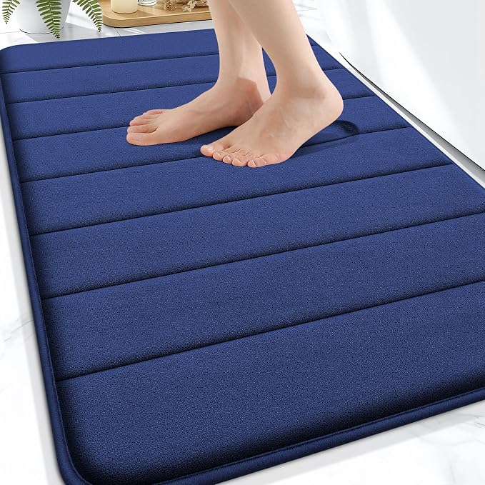OLANLY Memory Foam Bath Mat 30x20, Super Soft Absorbent Bathroom Rugs, Quick Dry, Machine Washable Shower Floor Rugs, Bathmat Carpet, Bathroom Home Decor Accessories, Twilight Sapphire
