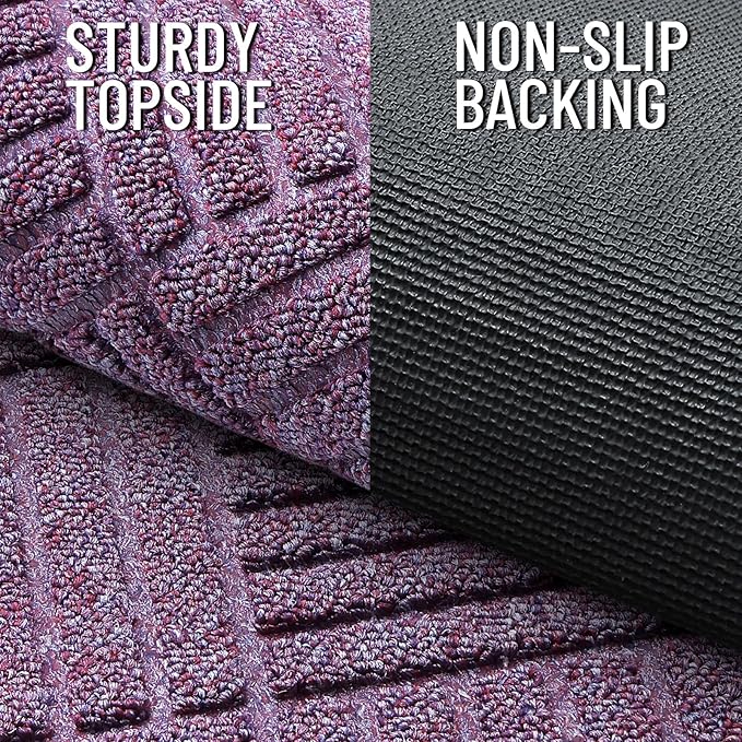 OLANLY Front Door Mat Outside Entrance 33x21, Absorbent, Heavy Duty Sturdy Natural Rubber Doormat Indoor Outdoor, Stain and Fade Resistant, Non-Slip Low Profile Floor Mat for Entryway, Violet Diamond